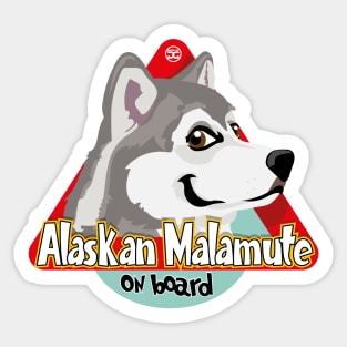 Alaskan Malamute On Board - Gray Sticker